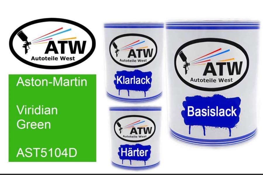 Aston-Martin, Viridian Green, AST5104D: 1L Lackdose + 1L Klarlack + 500ml Härter - Set, von ATW Autoteile West.